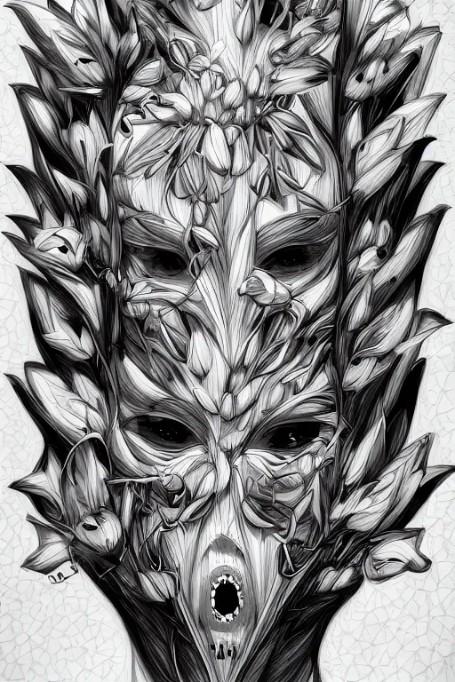 Prompt: a humanoid flower monster, symmetrical, digital art, sharp focus, trending on art station, anime