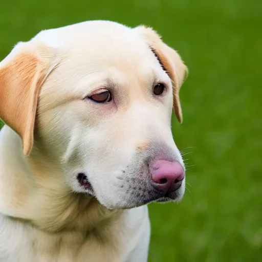 Image similar to yellow lab, fat, happy, 4 k, high quality photo, award - winning