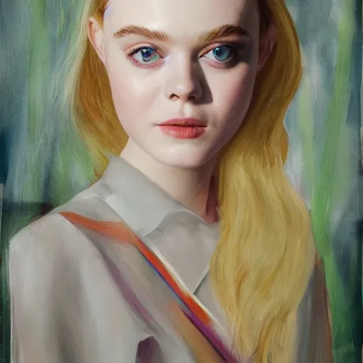 Image similar to paint of Elle Fanning by Sarah Shaw