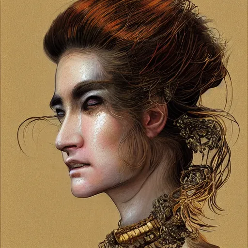 Image similar to portrait of a Shibari rope wrapped face and neck, headshot, insanely nice professional hair style, dramatic hair color, digital painting, of a old 18th century, Royal Emperor, amber jewels, baroque, ornate clothing, scifi, realistic, hyperdetailed, chiaroscuro, concept art, art by Franz Hals and Jon Foster and Ayami Kojima and Amano and Karol Bak,