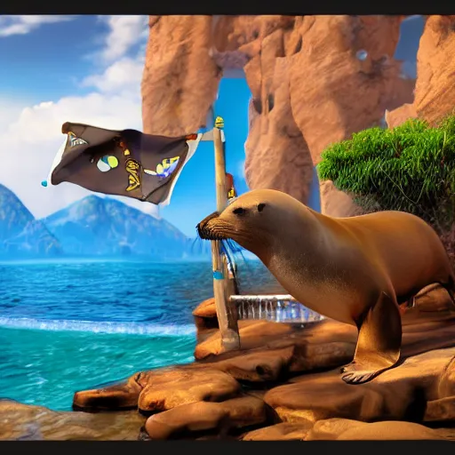 Prompt: sea lion bar mitzvah, digital art, unreal engine