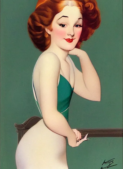 Image similar to a portrait of a pretty young lady by alberto vargas