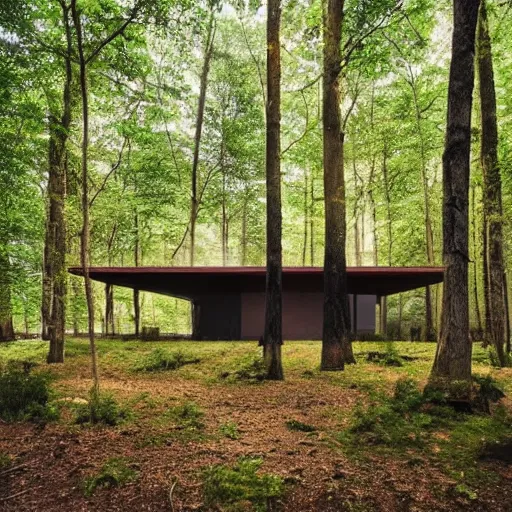 Image similar to a building in the middle of a forest, architecture