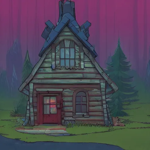 Prompt: the mystery shack in gravity falls by studio ghibli, trending on artstation,