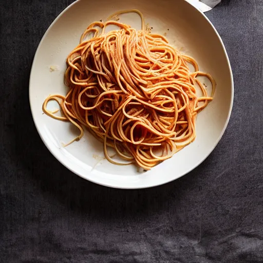 Image similar to a plate of spaghetti that is filled with whole garlic cloves, cookbook photo