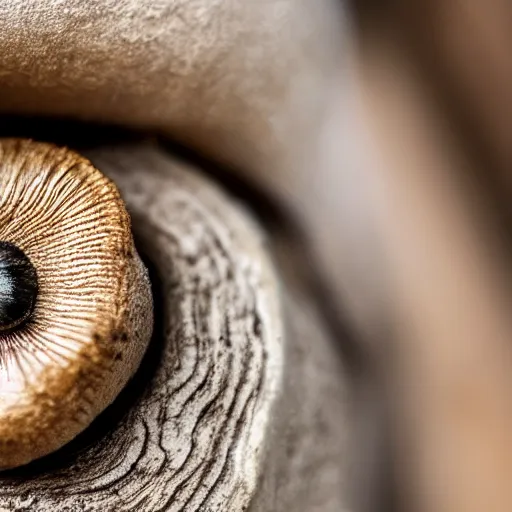 Image similar to macro photo with a mushroom with cute eyes, drawn in detail