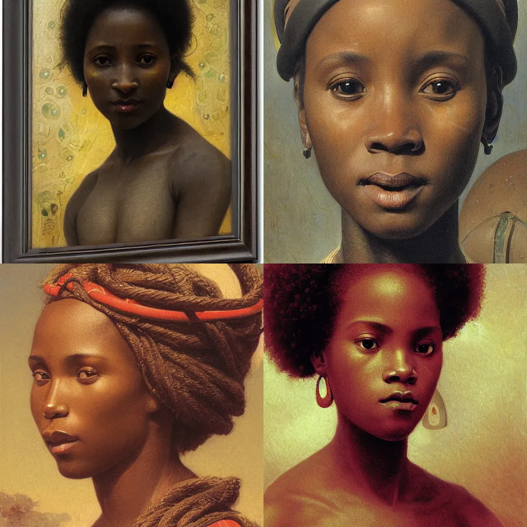 Prompt: detailed portrait of an african in a scifi gadget, organic ornaments, bouguereau