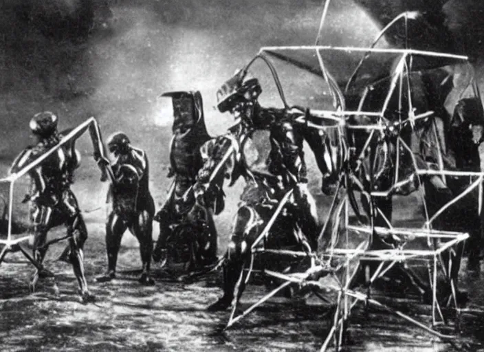 Prompt: scene from the 1913 science fiction film WarGames