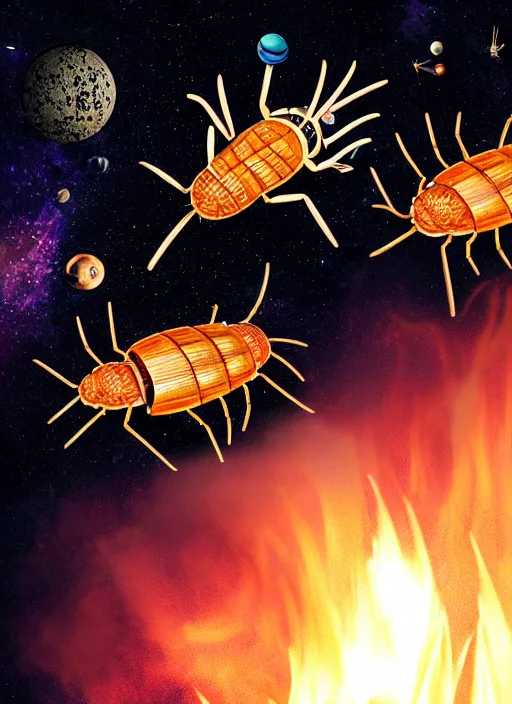 realistic detailed photo of a cockroaches on fire in Stable Diffusion