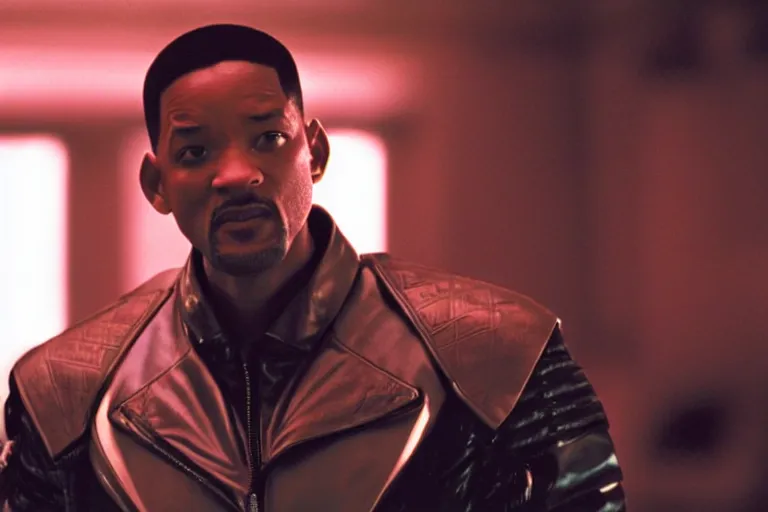 Image similar to cinematic still of will smith in Blade (2001), XF IQ4, f/1.4, ISO 200, 1/160s, 8K, RAW, dramatic lighting, symmetrical balance, in-frame