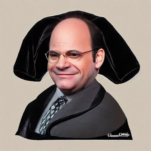 Image similar to “ george costanza from seinfeld with the body of a cat, wearing velvet robe, very realistic, very detailed ”