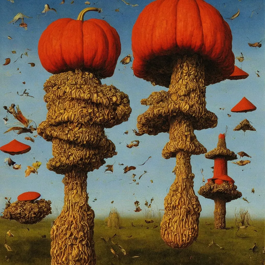 Prompt: a single! colorful! ( gourd ) fungi bird tower clear empty sky, a high contrast!! ultradetailed photorealistic painting by jan van eyck, audubon, rene magritte, agnes pelton, max ernst, walton ford, andreas achenbach, ernst haeckel, hard lighting, masterpiece