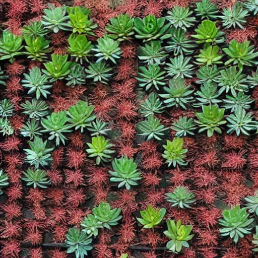 Prompt: succulent wall in the shape and colors of the USA flag