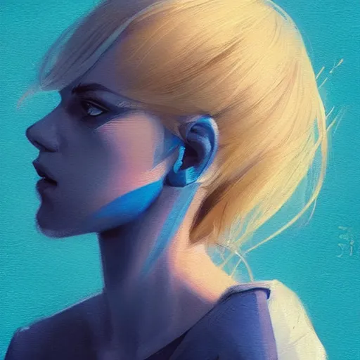 Image similar to Beautiful girl with a blond hair and blue eyes profile picture by Greg Rutkowski, asymmetrical, Organic Painting , Matte Painting, geometric shapes, hard edges, street art, trending on the artstation, realistic:2 by Sachin Teng:4, blur: -4