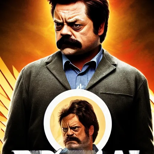 Prompt: High quality movie poster of Ron Swanson as the Wolverine