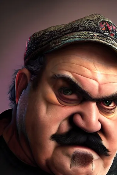 Image similar to very very intricate photorealistic photo of wario wearing his hat in an episode of game of thrones, photo is in focus with detailed atmospheric lighting, award - winning details