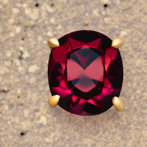 Prompt: a bright garnet. high detail. photo.