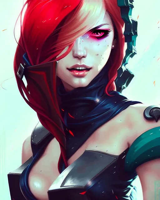 Prompt: a ultradetailed painting of katarina from league of legends by conrad roset, greg rutkowski and makoto shinkai trending on artstation