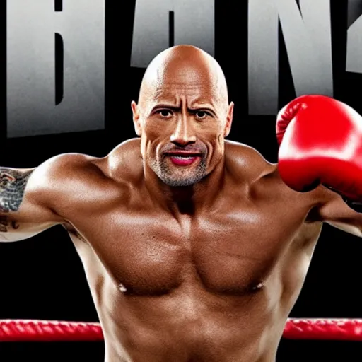 Image similar to Dwayne Johnson as boxer, promo