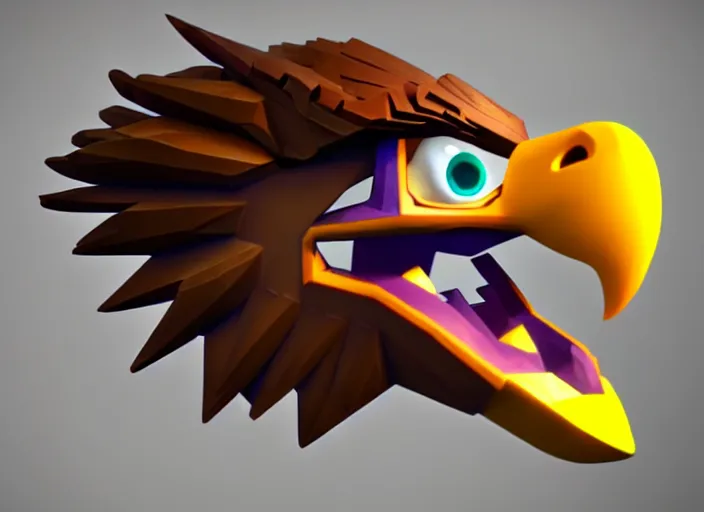 Image similar to eagle head, stylized stl, 3 d render, activision blizzard style, hearthstone style, crash bandicoot artstyle