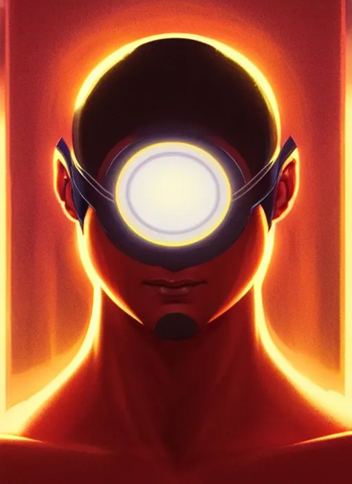 Image similar to symmetry portrait of cyclops from x - men : the animated series ( 1 9 9 2 ), glowing lights, intricate, elegant, highly detailed, digital painting, artstation, concept art, smooth, sharp focus, illustration, art by artgerm and greg rutkowski and alphonse mucha