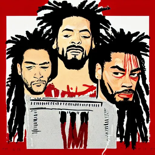 Image similar to roman reigns album cover basquiat style