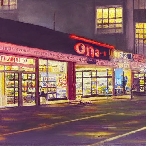 Prompt: “a big store at night realistic panting”