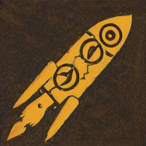 Prompt: “a hieroglyphs of rocket flying to the moon”