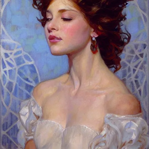 Prompt: ultra realistic portrait of a beautiful woman, intricate, elegant, highly detailed, smooth, sharp focus, by gil elvgen, greg manchess, mucha