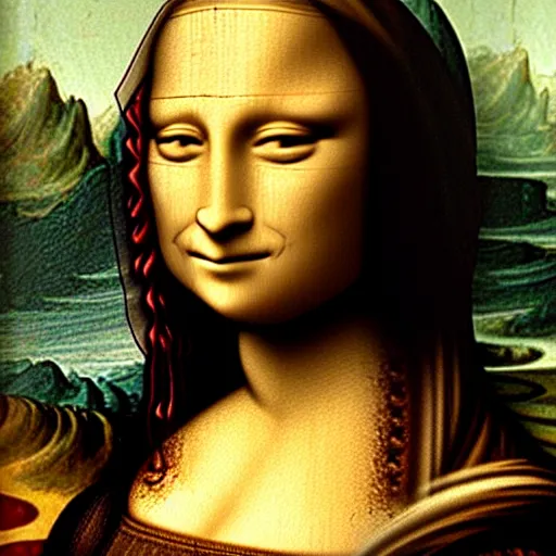 Image similar to mona lisa by leonardo da vinci with giant muscles, ultra detailed