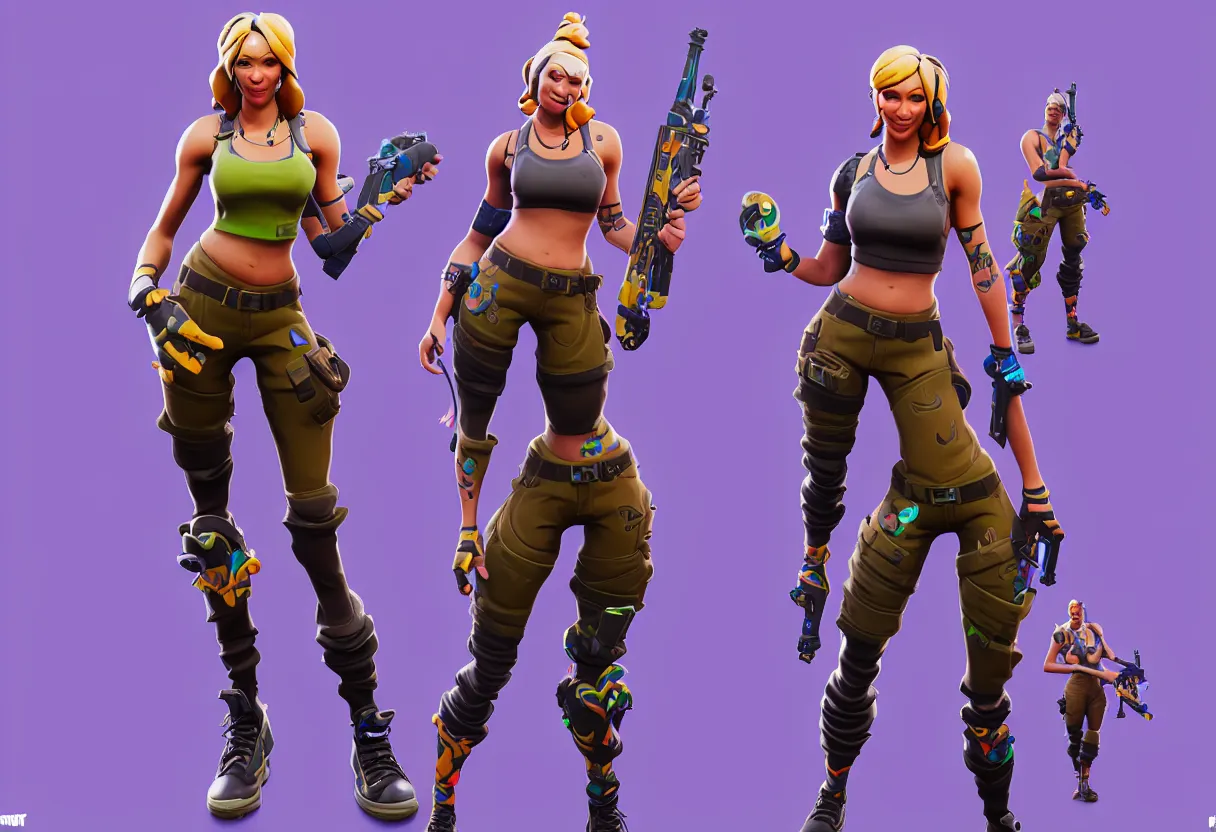 Prompt: fortnite jonesy but as a female, hyper detailed, digital art, trending in artstation, cinematic lighting, studio quality, smooth render, unreal engine 5 rendered, octane rendered, art style by klimt and nixeu and ian sprigger and wlop and krenz cushart