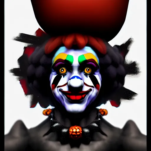 Image similar to dark and black clown jester , highly detailed , digital art, devian art , artstation , trending on artstation , HD , 4k