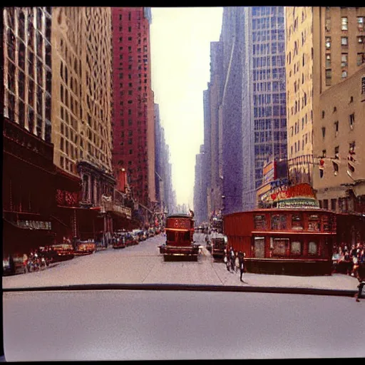 Image similar to Beautiful colored-photo cameraphone 1929 soft Photograph of 1990 New York city street