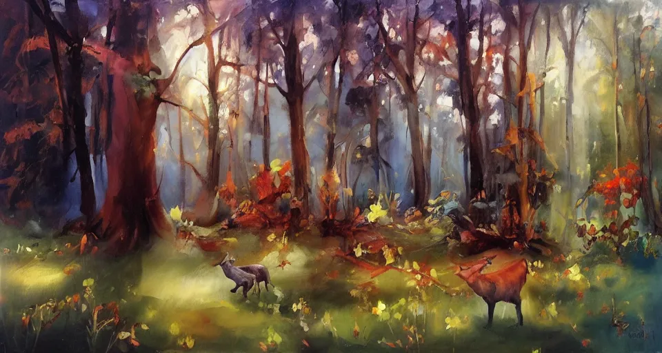 Image similar to Enchanted and magic forest, by Emilia Wilk