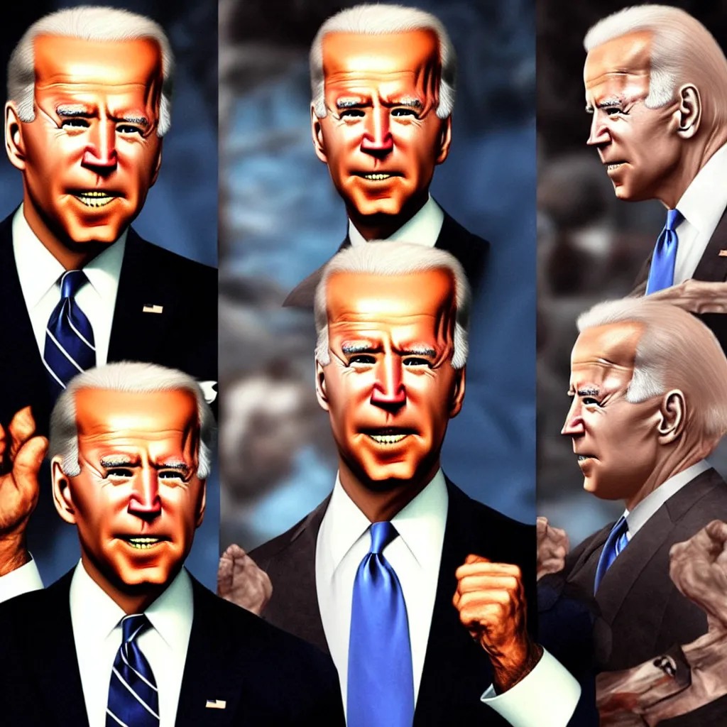 Image similar to joe biden in mortal kombat 4 videogame, photorealistic