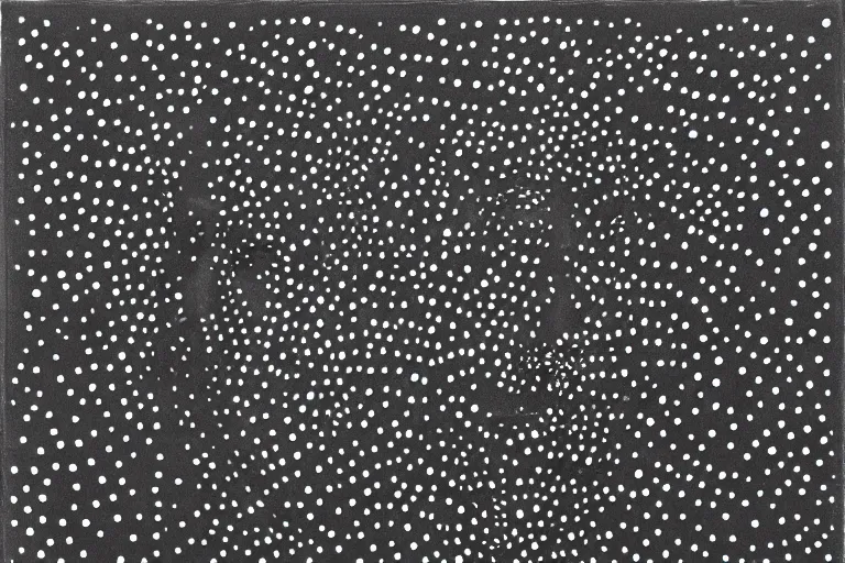 Image similar to face made out of planet, faceless people dark, dots, drip, stipple, pointillism, technical, abstract, minimal, style of francis bacon, asymmetry, pulled apart, cloak, hooded figure, made of dots, abstract, balaclava