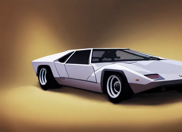 Image similar to an blending and amalgamation of a lamborghini countach and a datsun 2 6 0 z, concept art, 8 k, highly detailed