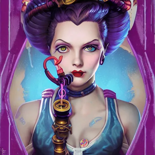 Image similar to lofi underwater bioshock steampunk portrait of Jinx from league of legends, Pixar style, by Tristan Eaton Stanley Artgerm and Tom Bagshaw.