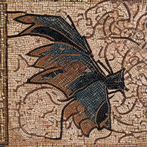 Prompt: a bat, Byzantine mosaic, highly detailed