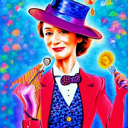 Image similar to mary poppins oil painting by lisa frank