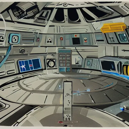 Prompt: inside an abandoned space station Ridley Scott style gouache