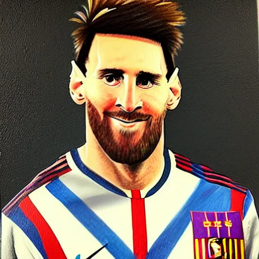 Prompt: a true-to-life portrait of Lionel Messi painted by Raphael