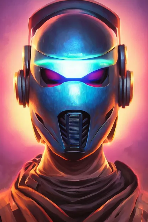 Image similar to epic mask helmet robot ninja portrait stylized as fornite style game design fanart by concept artist gervasio canda, behance hd by jesper ejsing, by rhads, makoto shinkai and lois van baarle, ilya kuvshinov, rossdraws global illumination radiating a glowing aura global illumination ray tracing hdr render in unreal engine 5