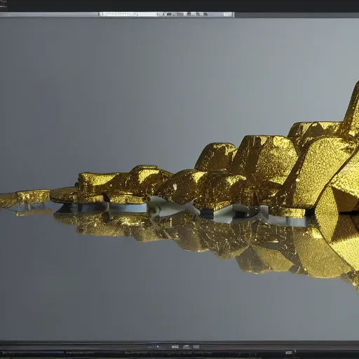 Prompt: hype realistic render of gold reflection, 3 d render