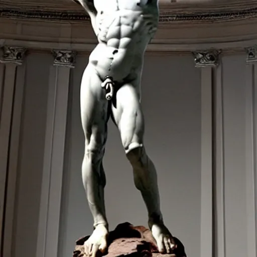 Image similar to david of michelangelo but with a very big aparatus