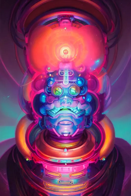 Image similar to Psychedelic Neon Japanese Portrait of Galactus by Peter Mohrbacher