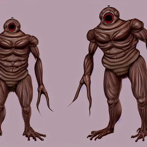 Prompt: a anthropomorphic frog - man with a tall, muscular physique and large dilated eyes, highly detailed concept art