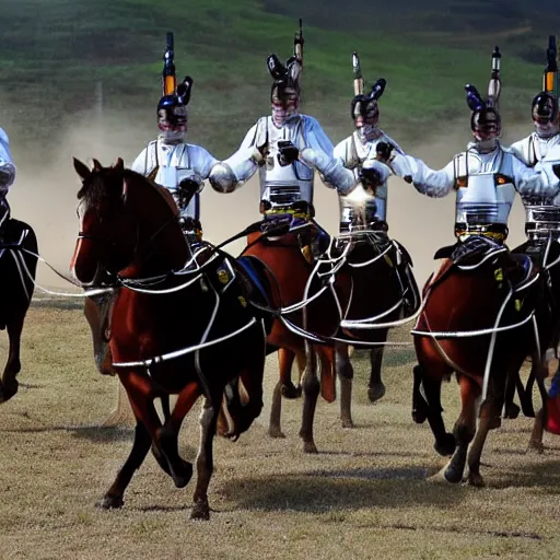 Prompt: The charge of the light brigade with robotic horses