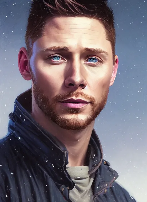 Image similar to Highly detailed portrait of Jensen Ackles mixed with Tom Hiddleston, Stephen Bliss, unreal engine, fantasy art by Greg Rutkowski, Loish, Rhads, ferdinand knab, Makoto Shinkai and Lois van baarle, ilya kuvshinov, rossdraws, Tom Bagshaw, alphonse mucha, global illumination, radiant light, detailed and intricate environment