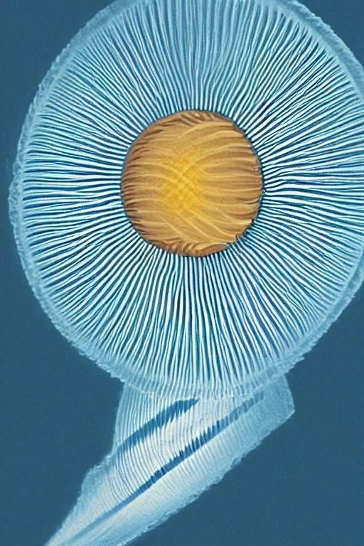 Image similar to depiction of a diatom breaking the sound barrier